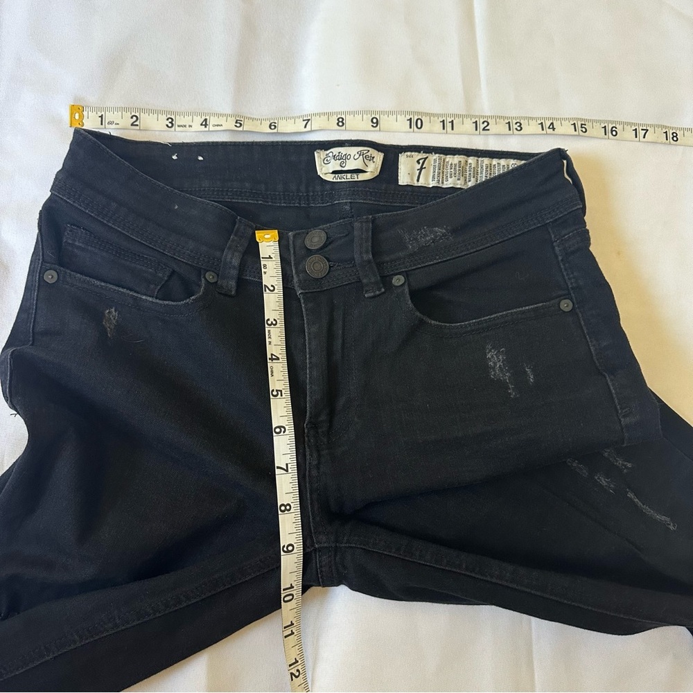 Indigo Rein Black Distressed Skinny Anklet Jeans Size 7 - Picture 5 of 6